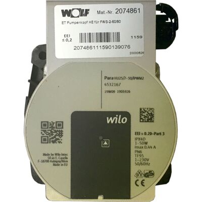 Tête de pompe Wolf très efficace 2074861 pour FWS-2-60/80 Wilo PARA HU 25/7.0 PWM2 - Publicité Tête de pompe Wolf très efficace 2074861 pour FWS-2-60/80 Wilo PARA HU 25/7.0 PWM2 - Publicité