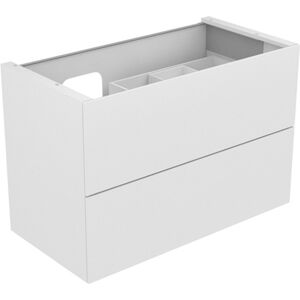 Keuco Edition 11 meuble sous-lavabo 31255390100 assorti au lavabo sur mesure Varicor Découpe siphon pour meuble sous vasque à gauche 2 coulissants avant avec technologie d'ouverture push-to-open 2 boîtes de rangement coulissantes (190 x 70 x 413 mm) fonction marche-arrêt automatique Couleur de lumière blanche chaude image
