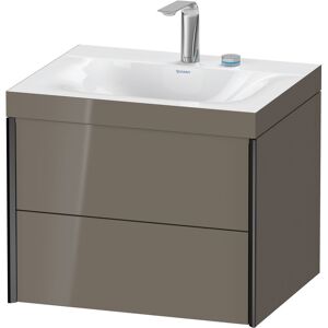 XViu Duravit vasque XV4614EB289C 60x48cm, 2 tiroirs, 2 trous pour robinetterie, noir mat, Cadres C, gris flanelle brillant