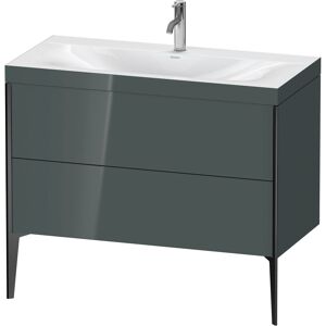 Duravit XViu Table de toilette XV4711OB238C 100x48cm, 2 2000 - out, Match2 trou de coulee, noir mat, Cadres C, Dolomiti gris brillant