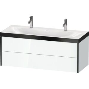 XViu Duravit vasque XV4618OB285P 120x48cm, 2 tiroirs, noir mat, Cadres P, blanc brillant