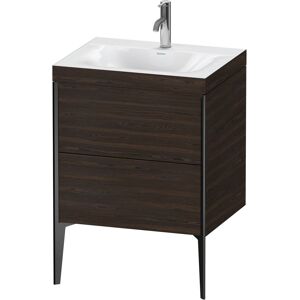 Duravit XViu Table de toilette XV4709OB269C 60x48cm, 2 2000 - out, Match2 trou de coulee, noir mat, Cadres C, noyer satine