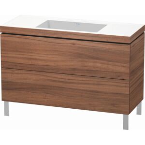 L-Cube Duravit vasque LC6939N7979 120 x 48 cm, sans trou pour robinet, noyer naturel, 2 coulissants, au sol