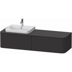 Duravit Happy D.2 Plus meuble sous-vasque HP4934L8080 160x55cm, 2 tiroirs, pour lavabo sur meuble, vasque a gauche, graphite super mat