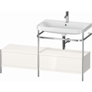 Duravit Happy D.2 Plus combinaison lavabo pour meuble HP4857O2222 140x49cm, avec console en metal, 1 trou pour robinetterie, blanc high gloss