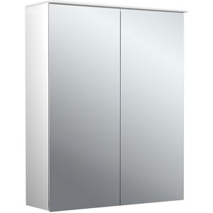 Armoire a miroir eclairee en saillie Emco pure 2 design 979705402 600x711mm, LED, avec voile de lumiere, 2 portes, aluminium