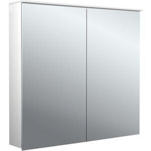 Armoire a miroir eclairee en saillie design Emco flat 2 979706403 800x711mm, LED, avec voile de lumiere, 2 portes, aluminium