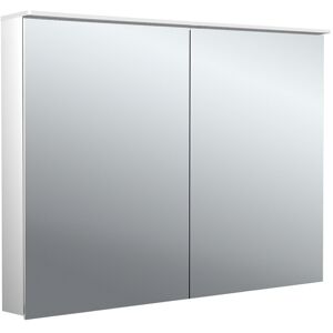 Armoire a miroir eclairee en saillie design Emco flat 2 979706404 1000x711mm, LED, avec voile de lumiere, 2 portes, aluminium