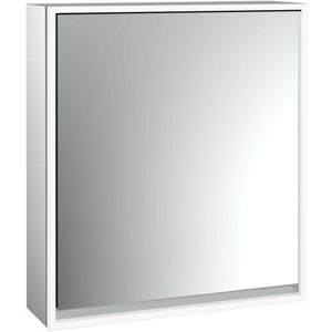 Armoire a miroir eclairee en saillie Emco Loft 979805100 600x733mm, LED tout autour, 1 porte, charniere a gauche, aluminium/miroir