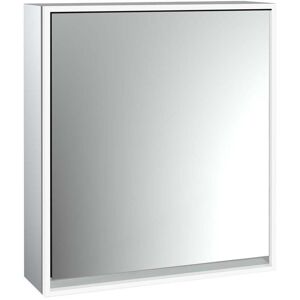 Armoire a miroir eclairee en saillie Emco Loft 979805102 600x733mm, LED tout autour, 1 porte, charniere a droite, aluminium/miroir