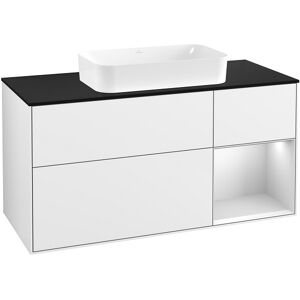 Villeroy und Boch Villeroy et Boch Finion Villeroy et Boch F712MTGF 120x60.3x50.1cm, étagère à droite laqué blanc mat, laqué blanc brillant