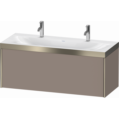Duravit Xviu Ensemble Lavabo C-Bonded 1200x480mm - Basalte & Champagne Mat - Publicité Duravit Xviu Ensemble Lavabo C-Bonded 1200x480mm - Basalte & Champagne Mat - Publicité
