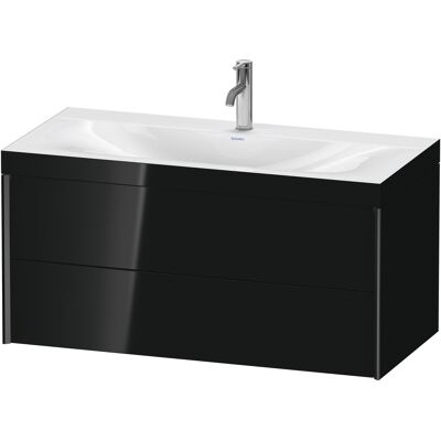Ensemble salle de bain Duravit mural noir brillant avec deux tiroirs - Publicité Ensemble salle de bain Duravit mural noir brillant avec deux tiroirs - Publicité