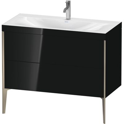 Duravit Xviu Ensemble C-Bonded Lavabo avec 2 tiroirs - Noir Brillant/Champagne Mat - Cadre C - Publicité Duravit Xviu Ensemble C-Bonded Lavabo avec 2 tiroirs - Noir Brillant/Champagne Mat - Cadre C - Publicité
