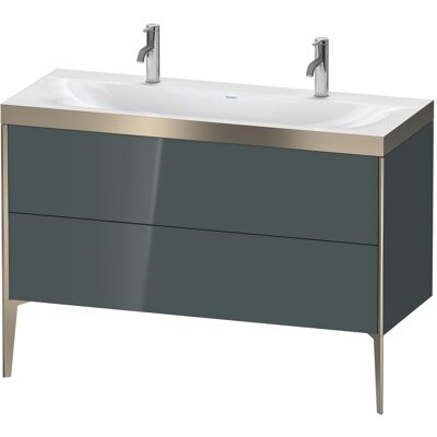 Ensemble Duravit Xviu C-Bonded Double Lavabo 1200x480x610 mm - Gris Dolomiti Brillant - Publicité Ensemble Duravit Xviu C-Bonded Double Lavabo 1200x480x610 mm - Gris Dolomiti Brillant - Publicité