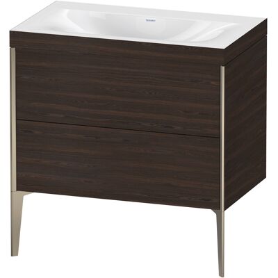 Duravit Xviu Ensemble Lavabo C-Bonded Noyer brossé/Profil Champagne Mat - Set - Publicité Duravit Xviu Ensemble Lavabo C-Bonded Noyer brossé/Profil Champagne Mat - Set - Publicité
