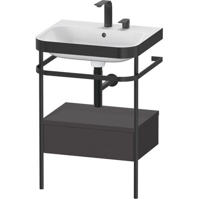 Ensemble lavabo Duravit Happy D.2 Plus Graphit Supermatt avec console en métal - Publicité Ensemble lavabo Duravit Happy D.2 Plus Graphit Supermatt avec console en métal - Publicité