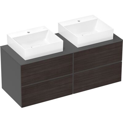 Hansgrohe Xevolos E meuble sous-vasque 54198730 1370x555x550mm, 4 tiroirs, gris ardoise mat, chêne foncé - Publicité Hansgrohe Xevolos E meuble sous-vasque 54198730 1370x555x550mm, 4 tiroirs, gris ardoise mat, chêne foncé - Publicité