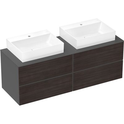 Hansgrohe Xevolos E Meuble sous-vasque mural - 4 tiroirs, 2 découpes, 1570x550x555mm - Gris - Publicité Hansgrohe Xevolos E Meuble sous-vasque mural - 4 tiroirs, 2 découpes, 1570x550x555mm - Gris - Publicité
