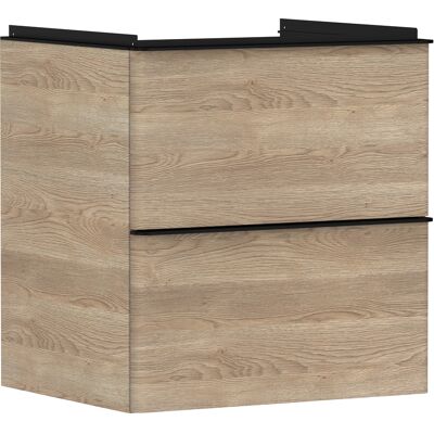 Hansgrohe Xelu Q meuble sous-vasque 54025670 580x605x475mm, 2 tiroirs, chêne naturel, noir mat - Publicité Hansgrohe Xelu Q meuble sous-vasque 54025670 580x605x475mm, 2 tiroirs, chêne naturel, noir mat - Publicité