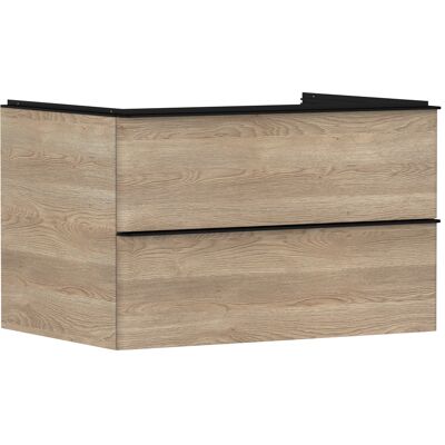 Hansgrohe Xelu Q meuble sous-vasque 54076670 780x485x550mm, 2 tiroirs, chêne naturel, noir mat - Publicité Hansgrohe Xelu Q meuble sous-vasque 54076670 780x485x550mm, 2 tiroirs, chêne naturel, noir mat - Publicité