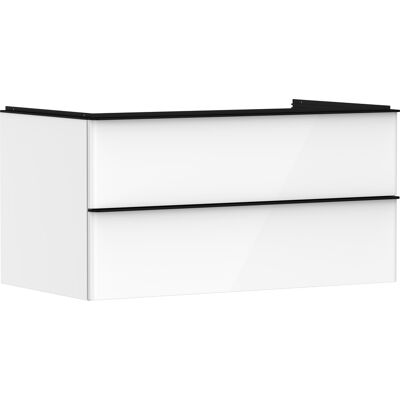 Hansgrohe Xelu Q Meuble Sous-Lavabo - 2 Tiroirs, 980x550mm, Blanc Brillant / Noir Mat - Meuble de Salle de Bain - Publicité Hansgrohe Xelu Q Meuble Sous-Lavabo - 2 Tiroirs, 980x550mm, Blanc Brillant / Noir Mat - Meuble de Salle de Bain - Publicité
