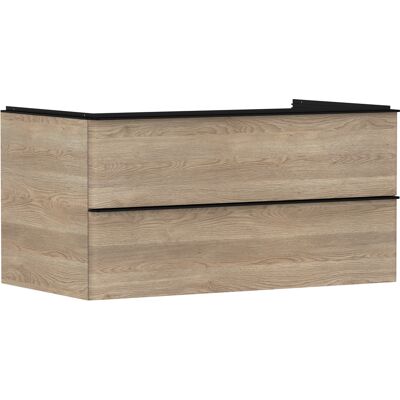 Hansgrohe Xelu Q meuble sous-vasque 54080670 980x485x550mm, 2 tiroirs, chêne naturel, noir mat - Publicité Hansgrohe Xelu Q meuble sous-vasque 54080670 980x485x550mm, 2 tiroirs, chêne naturel, noir mat - Publicité