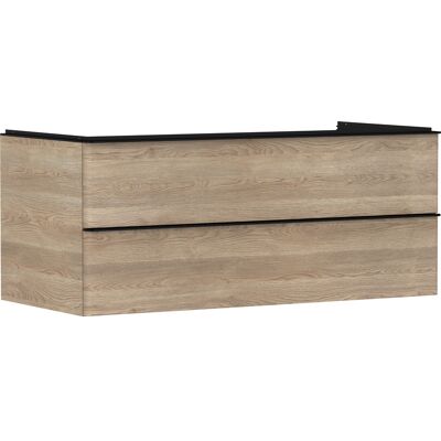 Hansgrohe Xelu Q Meuble Lavabo - 2 Tiroirs, Chêne Naturel, Noir Mat, 1180x485mm - Meuble lavabo - Publicité Hansgrohe Xelu Q Meuble Lavabo - 2 Tiroirs, Chêne Naturel, Noir Mat, 1180x485mm - Meuble lavabo - Publicité