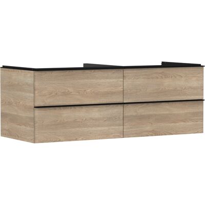 Hansgrohe Xelu Q meuble sous-vasque - Chêne naturel / Noir mat - 4 tiroirs - Publicité Hansgrohe Xelu Q meuble sous-vasque - Chêne naturel / Noir mat - 4 tiroirs - Publicité