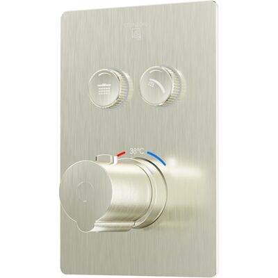 Ensemble de finition Steinberg série 390 3904222 3 BN : Thermostat encastré mural, carré, nickel brossé - Publicité Ensemble de finition Steinberg série 390 3904222 3 BN : Thermostat encastré mural, carré, nickel brossé - Publicité