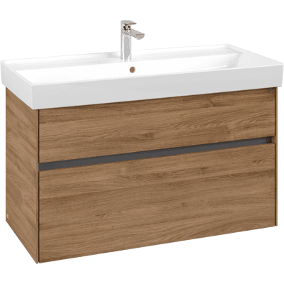 Villeroy & Boch Collaro Meuble sous Lavabo - Chêne Kansas / Anthracite Mat - 2 Tiroirs - Publicité Villeroy & Boch Collaro Meuble sous Lavabo - Chêne Kansas / Anthracite Mat - 2 Tiroirs - Publicité