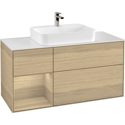 Villeroy & Boch Finion Armoire de salle de bain suspendue - Blanc, placage chêne - Publicité Villeroy & Boch Finion Armoire de salle de bain suspendue - Blanc, placage chêne - Publicité