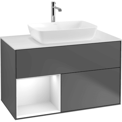 Villeroy & Boch Finion Armoire de salle de bain murale - 2 tiroirs - Éclairage LED - Publicité Villeroy & Boch Finion Armoire de salle de bain murale - 2 tiroirs - Éclairage LED - Publicité