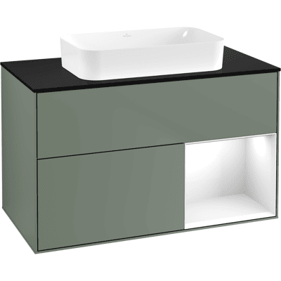 Villeroy & Boch Finion Cabinet de Salle de Bain - Laque Mat Olive - Publicité Villeroy & Boch Finion Cabinet de Salle de Bain - Laque Mat Olive - Publicité