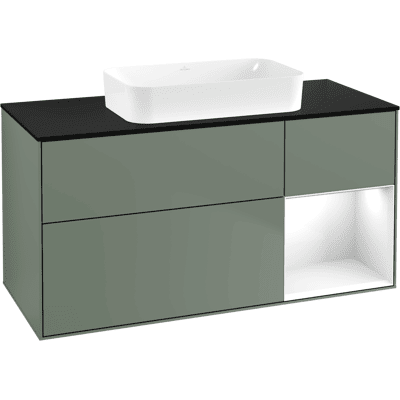Villeroy & Boch Finion Armoire sous-vasque - Laque blanc brillant, Olive Mat, 1200mm - Publicité Villeroy & Boch Finion Armoire sous-vasque - Laque blanc brillant, Olive Mat, 1200mm - Publicité