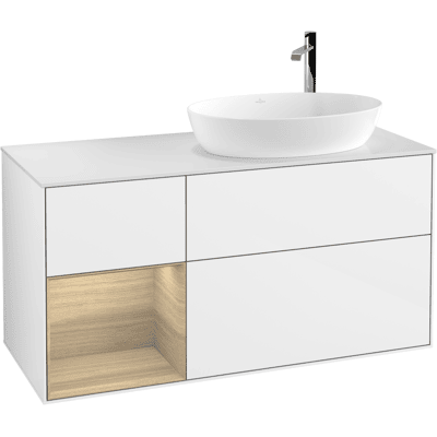 Meuble sous-lavabo Finion de Villeroy & Boch - 120cm, Blanc Mat, Noyer - Publicité Meuble sous-lavabo Finion de Villeroy & Boch - 120cm, Blanc Mat, Noyer - Publicité