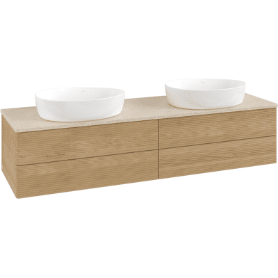 Villeroy & Boch Antao Meuble sous-vasque - Bois naturel, 4 tiroirs, montage mural - Publicité Villeroy & Boch Antao Meuble sous-vasque - Bois naturel, 4 tiroirs, montage mural - Publicité