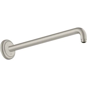 bras de douche hansgrohe 27348800 389mm, angle 90 degres, montage mural, optique inox