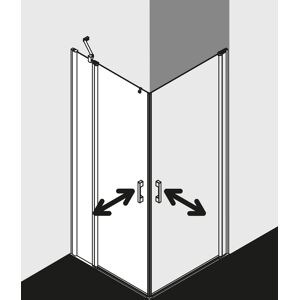 Kermi Pega Kermi -entrée d'angle pour porte battante en 2 Pega . PEEPR07518VNK 75x185cm, verre de sécurité trempé argent brillant SR Arena C, à droite, sur receveur de douche - Publicité