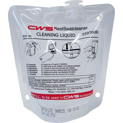 CWS Liquide de nettoyage - 597000 - Biodégradable - 300ml - Environ 2000 doses - Nettoyant de siège WC - Publicité CWS Liquide de nettoyage - 597000 - Biodégradable - 300ml - Environ 2000 doses - Nettoyant de siège WC - Publicité