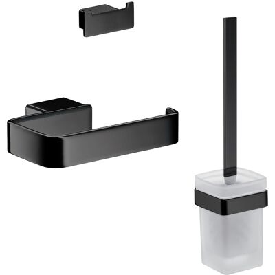Emco Loft WC set 059813300 noir, porte-papier sans couvercle, garniture de toilette et crochet double - Publicité Emco Loft WC set 059813300 noir, porte-papier sans couvercle, garniture de toilette et crochet double - Publicité