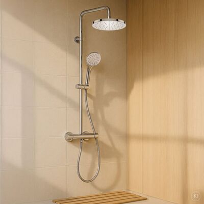 FUKANA Modèle 5567750 - Système de douche chromé avec thermostat - Publicité FUKANA Modèle 5567750 - Système de douche chromé avec thermostat - Publicité