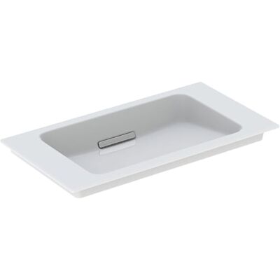Lavabo mural Geberit - Blanc / Chrome brossé - 75x40cm - Publicité Lavabo mural Geberit - Blanc / Chrome brossé - 75x40cm - Publicité