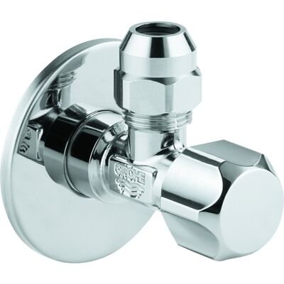 Grohe vanne d'angle 22023000 2000 / 801 "x 3/8", chromé , rosette, auto-étanche, raccord à compression - Publicité Grohe vanne d'angle 22023000 2000 / 801 "x 3/8", chromé , rosette, auto-étanche, raccord à compression - Publicité