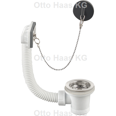 Vanne d'overflow HAAS 2018 - Polypropylène résistant, crépine en acier inoxydable, chaîne de 30cm - Publicité Vanne d'overflow HAAS 2018 - Polypropylène résistant, crépine en acier inoxydable, chaîne de 30cm - Publicité