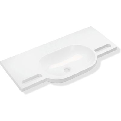Lavabo mural Hewi en minéralcast - Oval, Sans trop-plein - 85x41,5cm - Publicité Lavabo mural Hewi en minéralcast - Oval, Sans trop-plein - 85x41,5cm - Publicité