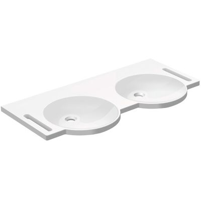 Lavabo double en fonte minérale Hewi - Sans trou pour robinet - Publicité Lavabo double en fonte minérale Hewi - Sans trou pour robinet - Publicité