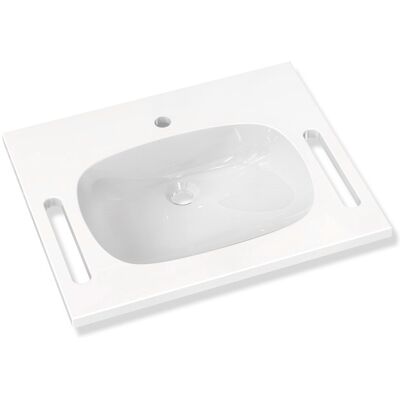 Hewi M40 Lavabo en fonte minérale - Sans pores, Porte-serviettes, 65x55cm - Publicité Hewi M40 Lavabo en fonte minérale - Sans pores, Porte-serviettes, 65x55cm - Publicité