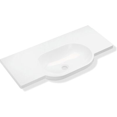 Lavabo en fonte minérale Hewi 950.11.220 - Fixation murale, Ovale, Blanc - Publicité Lavabo en fonte minérale Hewi 950.11.220 - Fixation murale, Ovale, Blanc - Publicité