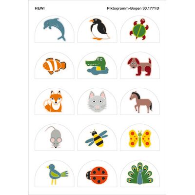 Ensemble de Pictogrammes Hewi - Animaux - 60x41mm - Publicité Ensemble de Pictogrammes Hewi - Animaux - 60x41mm - Publicité